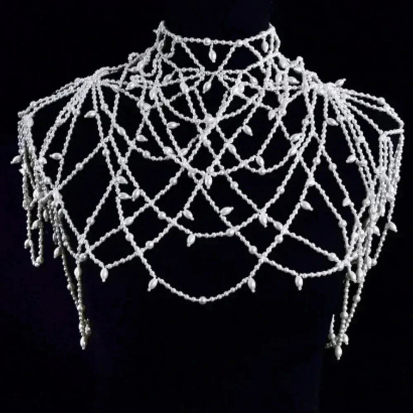 Beautiful Handmade Pearl Shoulder Wrap For Weddings, Formal Occasions & Proms - Picture 3 of 5